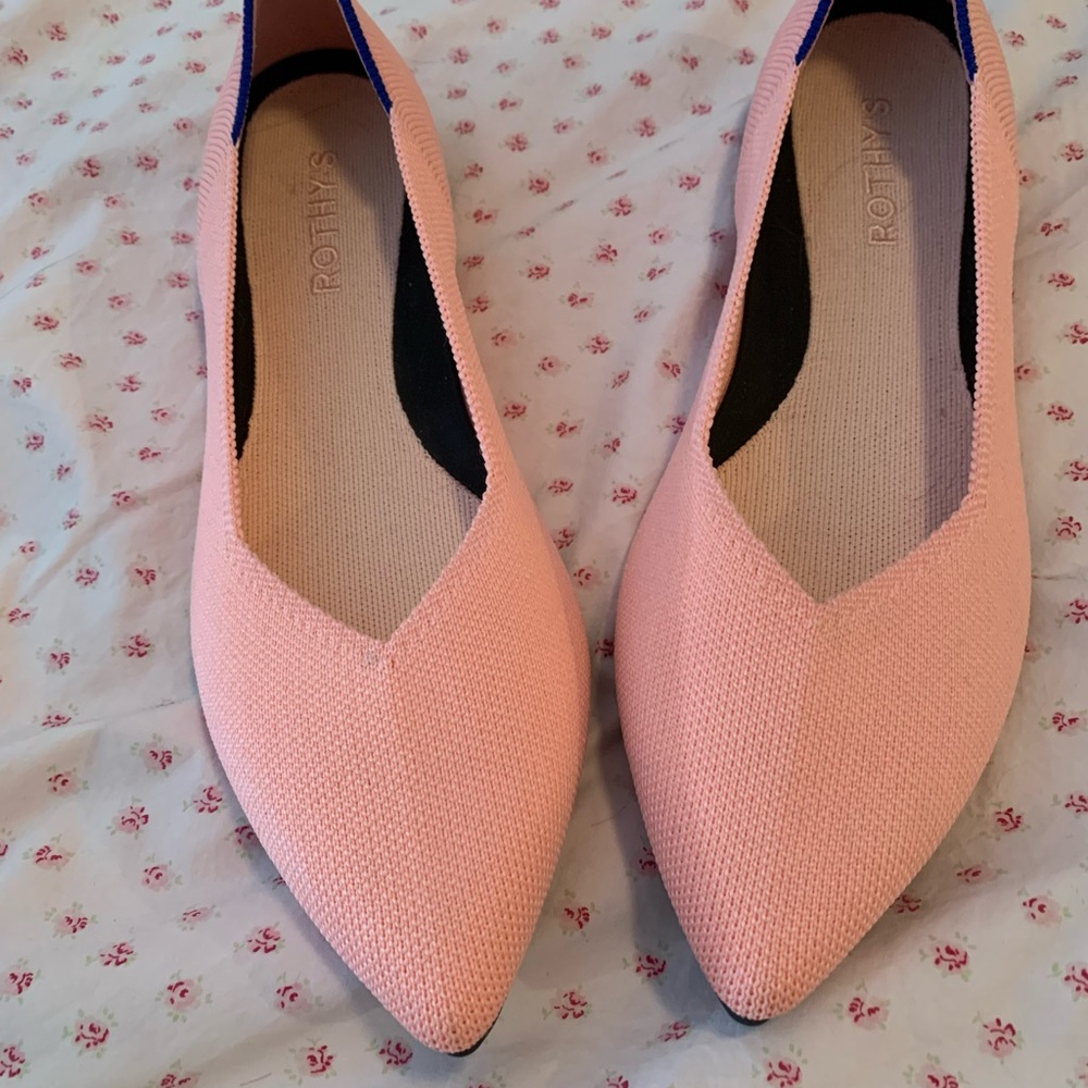 Rothy's Soft Pink Pointed Flats point II tulip pink size 9 new